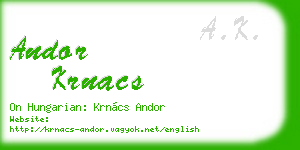 andor krnacs business card